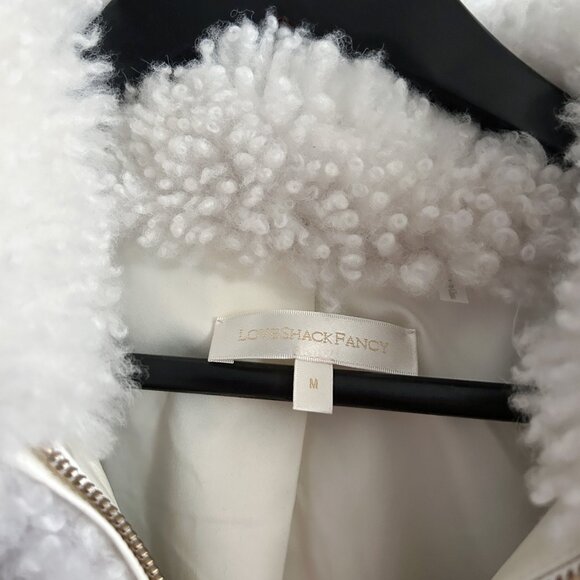 Loveshackfancy Morea Teddy Shearling Lamb Fur Bomber Jacket Size Medium RARE - Picture 3 of 5